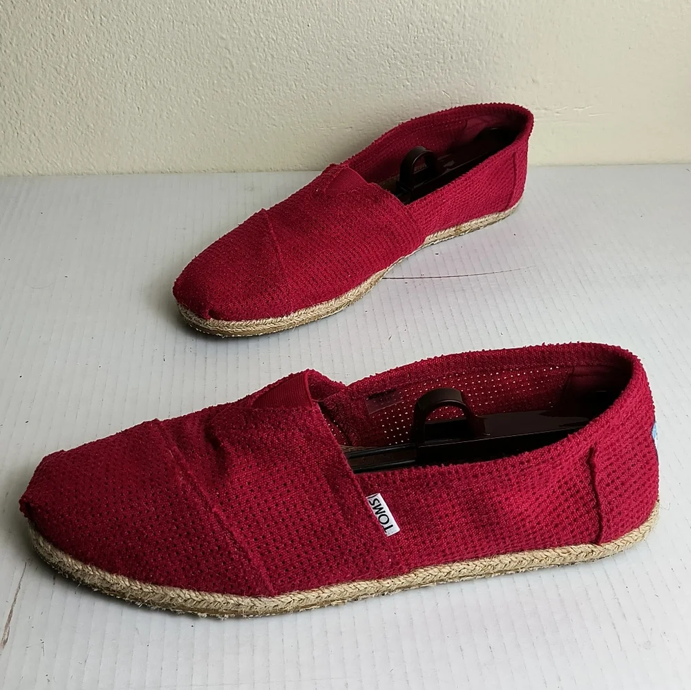 Toms Men's 12 Red Loafers & Slip-Ons  Classic Canvas Espadrille